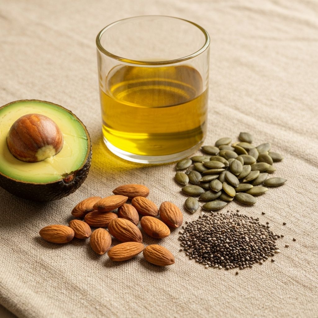 Verschiedene Fettquellen auf Leinenstoff