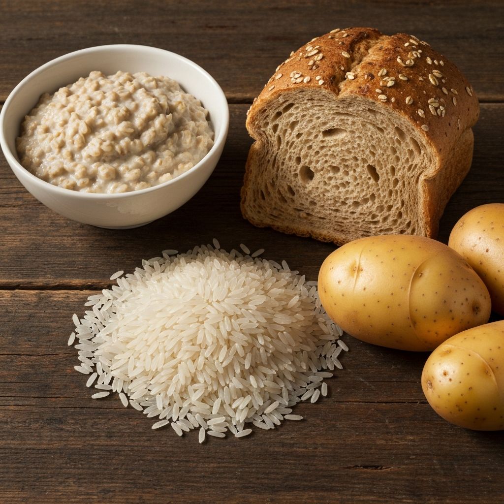 Kohlenhydratquellen auf Holztisch